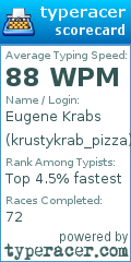 Scorecard for user krustykrab_pizza