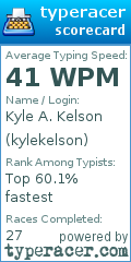 Scorecard for user kylekelson