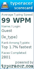 Scorecard for user le_type