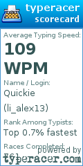 Scorecard for user li_alex13