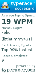 Scorecard for user littletimmy431