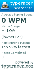 Scorecard for user lowbet123