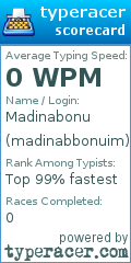 Scorecard for user madinabbonuim