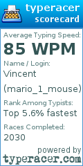 Scorecard for user mario_1_mouse