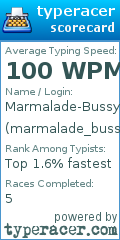 Scorecard for user marmalade_bussy