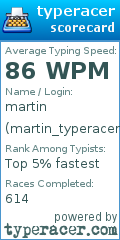Scorecard for user martin_typeracer