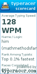 Scorecard for user mathmethodsfan