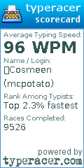 Scorecard for user mcpotato