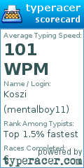 Scorecard for user mentalboy11