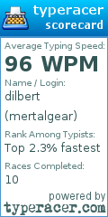 Scorecard for user mertalgear