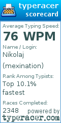 Scorecard for user mexination
