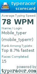 Scorecard for user mobile_typerrr