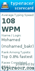 Scorecard for user mohamed_bakr
