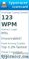 Scorecard for user moonrabbit