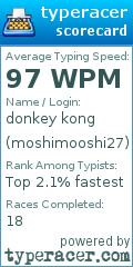 Scorecard for user moshimooshi27
