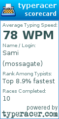Scorecard for user mossagate
