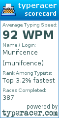 Scorecard for user munifcence