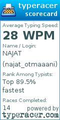 Scorecard for user najat_otmaaani