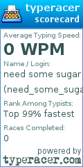 Scorecard for user need_some_sugar