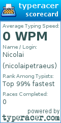Scorecard for user nicolaipetraeus