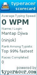 Scorecard for user ninjok