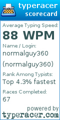 Scorecard for user normalguy360
