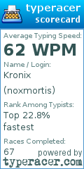 Scorecard for user noxmortis