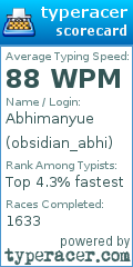 Scorecard for user obsidian_abhi