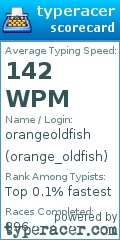 Scorecard for user orange_oldfish
