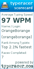 Scorecard for user orangeborange