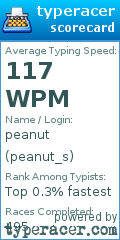 Scorecard for user peanut_s