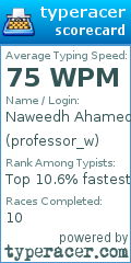 Scorecard for user professor_w