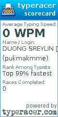 Scorecard for user pukmakmme