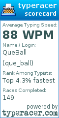 Scorecard for user que_ball