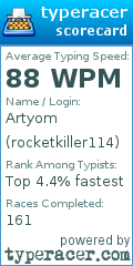 Scorecard for user rocketkiller114
