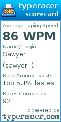 Scorecard for user sawyer_