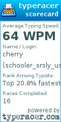 Scorecard for user schooler_srsly_usernametaken