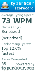 Scorecard for user scriptized