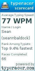 Scorecard for user seannbaldock