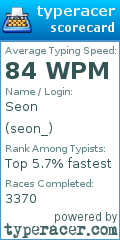 Scorecard for user seon_