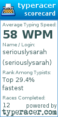 Scorecard for user seriouslysarah