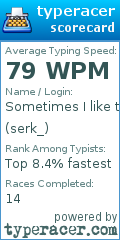 Scorecard for user serk_