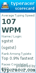 Scorecard for user sgstst