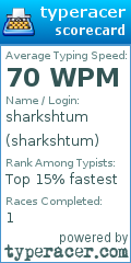 Scorecard for user sharkshtum