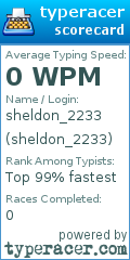 Scorecard for user sheldon_2233