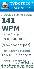Scorecard for user slownoobtyper