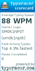 Scorecard for user sm0k1np0t