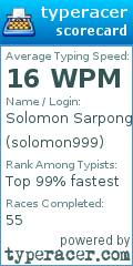Scorecard for user solomon999