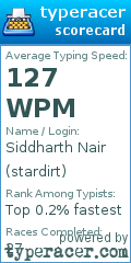 Scorecard for user stardirt