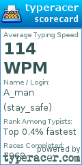 Scorecard for user stay_safe